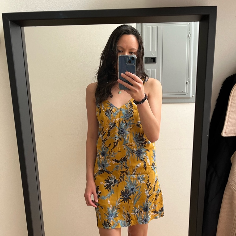 Yellow floral summer dress